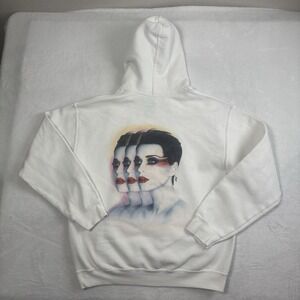 Katy Perry White Pullover Fleece LS Hoodie Witness Tour Women's‎ Medium Stains